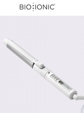 Bio Ionic Stylewinder Rotating White Ceramic Curling Iron with Digital Controls
